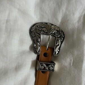 Silver and Tan Western Belt